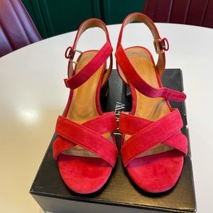 JCrew low heel red sandals size 7.5